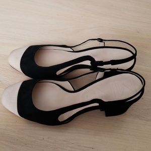 Mango Black Heels with Tan Toe